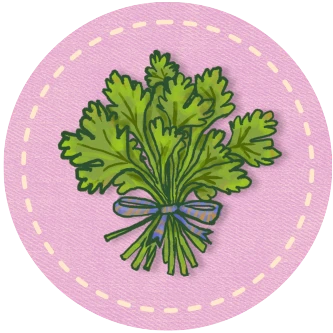 Ilustração de uma rama de coentro, representando os produtos da agricultura familiar